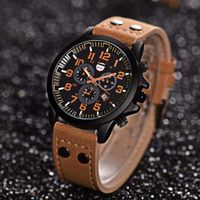 Herren Quarz Uhr mit Lederband