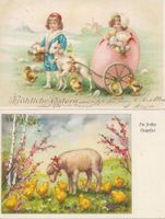 Ostern fröhliche Ostern 2 AK Kinder Lamm Kücken 1904 Motiv