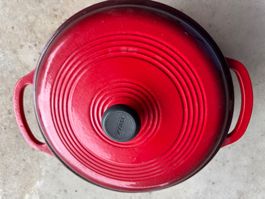 Rote Pyrex Cocotte / Schmortopf, ideal für den Winter!