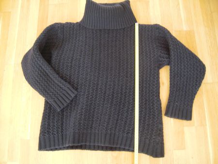 Schwarzer warmer Strickpullover mit Rollkragen Gr 34