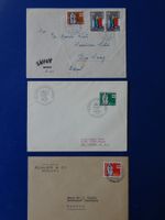 1957, 3 interessante PP-Briefe, Savoy Bern-Den Haag, Goldau,
