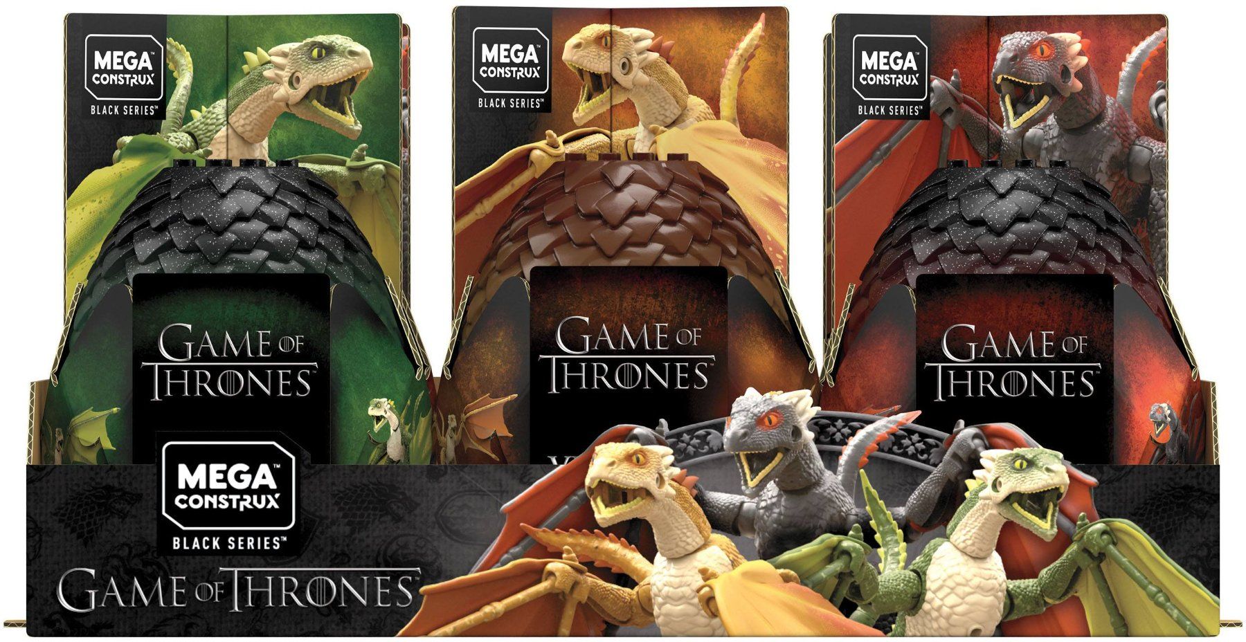 Mega Kit di costruzioni: Mega Construx TRIOPACK Black Series Dragon Eggs – Nuovo e nell'imballaggio originale da St-Imier venduto da ATTAKSHOP 1