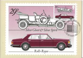 UK,  Maximumkarte, FDC, Auto, Rolls-Royce, 1982