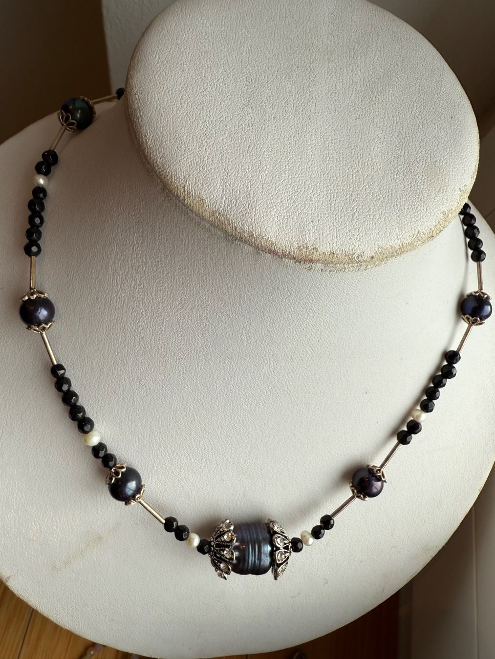 Onyx Catenine: Süsswasserperle, Onyx Collier, 925 S. – Nuovo (secondo la descrizione) da Basel venduto da Chili007 1