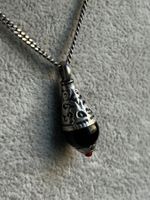 Panzerkette Anhänger Onyx rot Schmuck Vintage