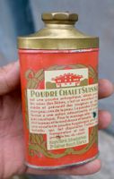 alte BLECHDOSE Poudre Chalet Suisse SCHWEIZER HAUS PUDER