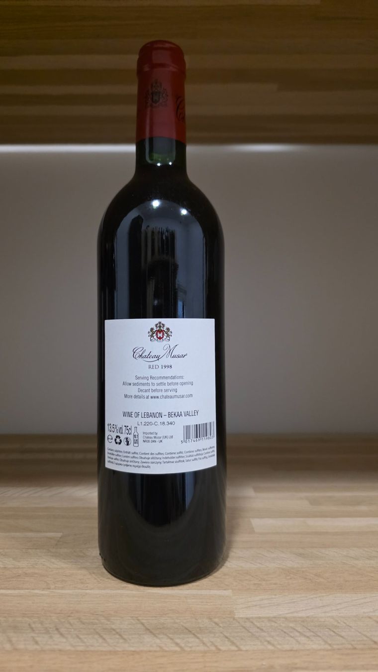 Vino: Chateau Musar 1998 - 75cl – Nuovo e nell'imballaggio originale da Steinmaur venduto da Mediascan 1