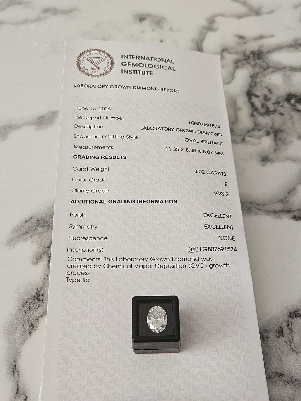 Edelsteine:  3.02 ct IGI Lab Diamant E/VVS2 - Oval Brilliant – Neu (gemäss Beschreibung) aus Goldach von dio_hhl5 5