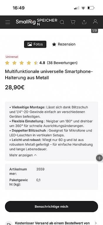 Support: SmallRig, Smartphone, multifunktionale Handyhalterung – Neuf avec emballage d'origine à Wallisellen par Versiva4 2