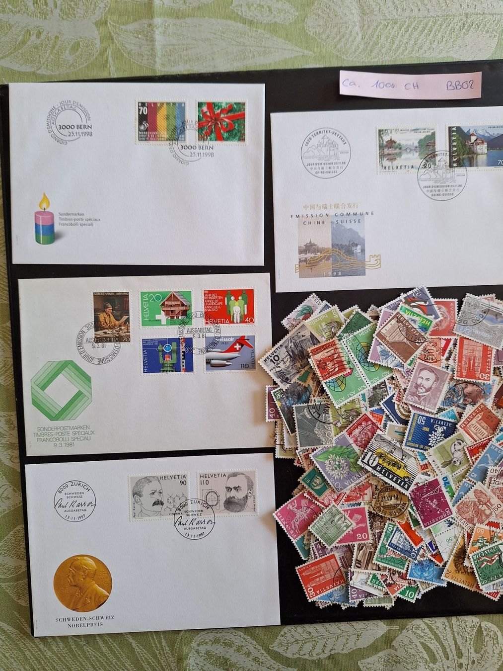 Alle Briefmarken: CH- ca. 1000 und 4 Briefe dazu (BB02) – Gebraucht aus Genolier von Antoine30 1