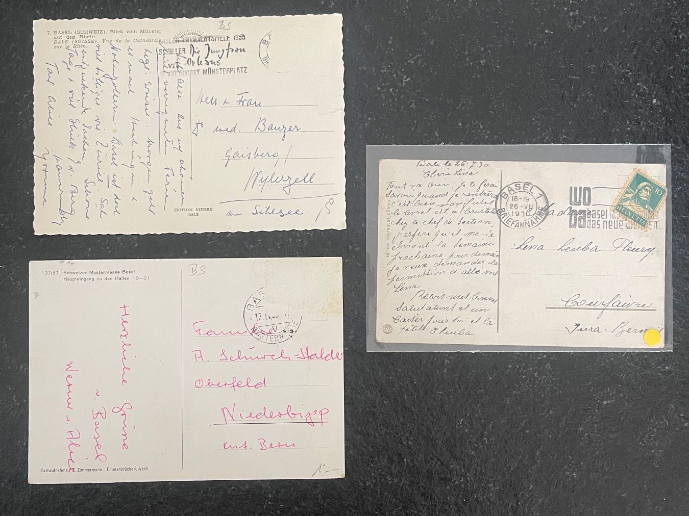 Ansichtskarten: 3 alte Ansichtskarten von Basel, Schweiz, Vintage Top! – Gebraucht aus Laufen von car_2fnm 1