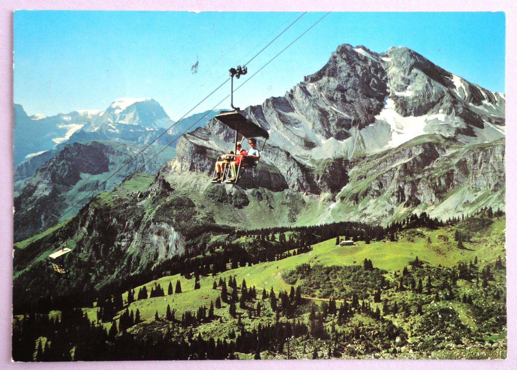 Cartoline postali: Braunwald, Sesselbahn Gumen – Difettoso da Fétigny venduto da Billy2miny