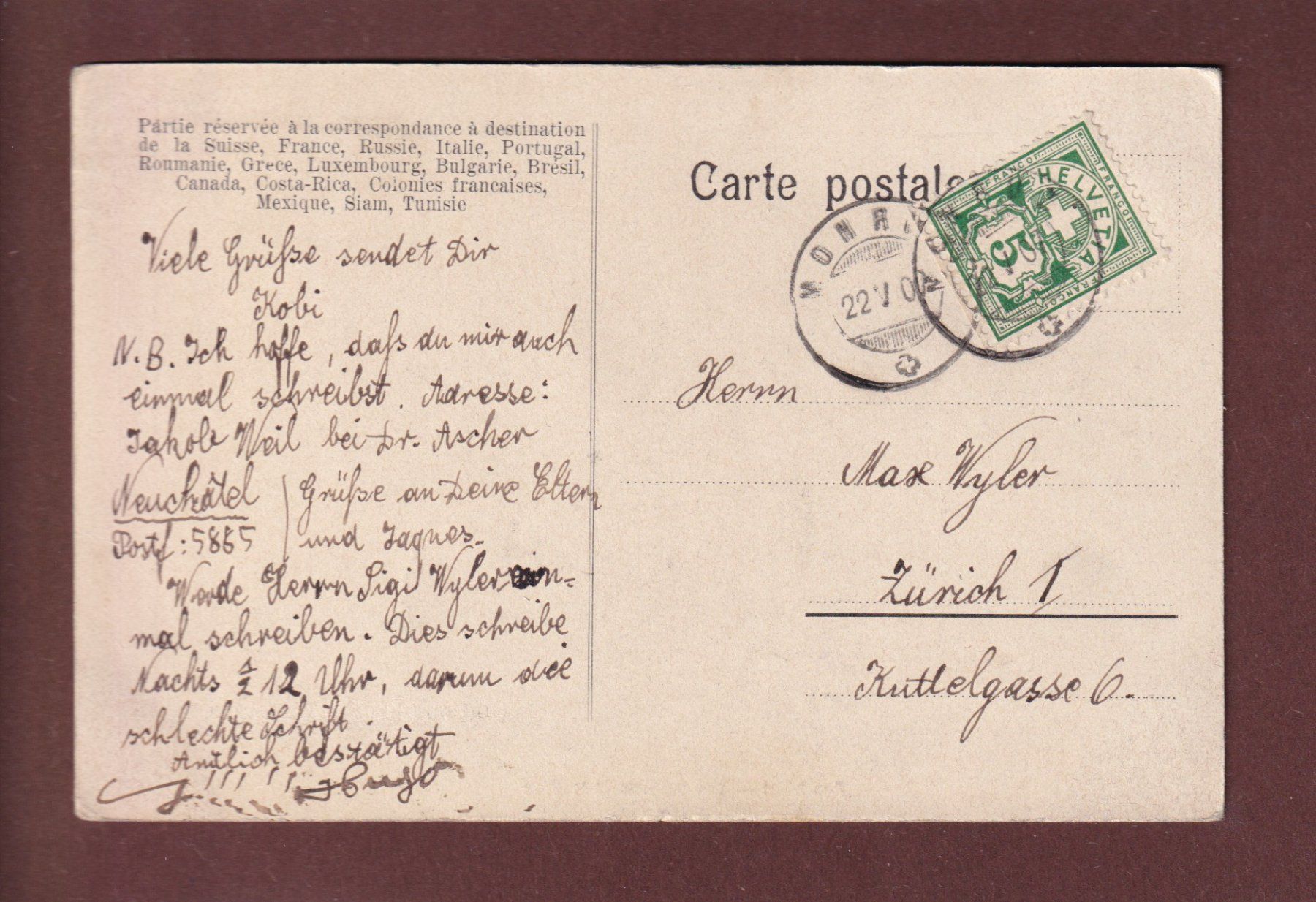 Cartoline postali: NEUCHÂTEL - Gare - Les Sablons et le Plan - 1907 – Usato da Pully venduto da nicecards 1
