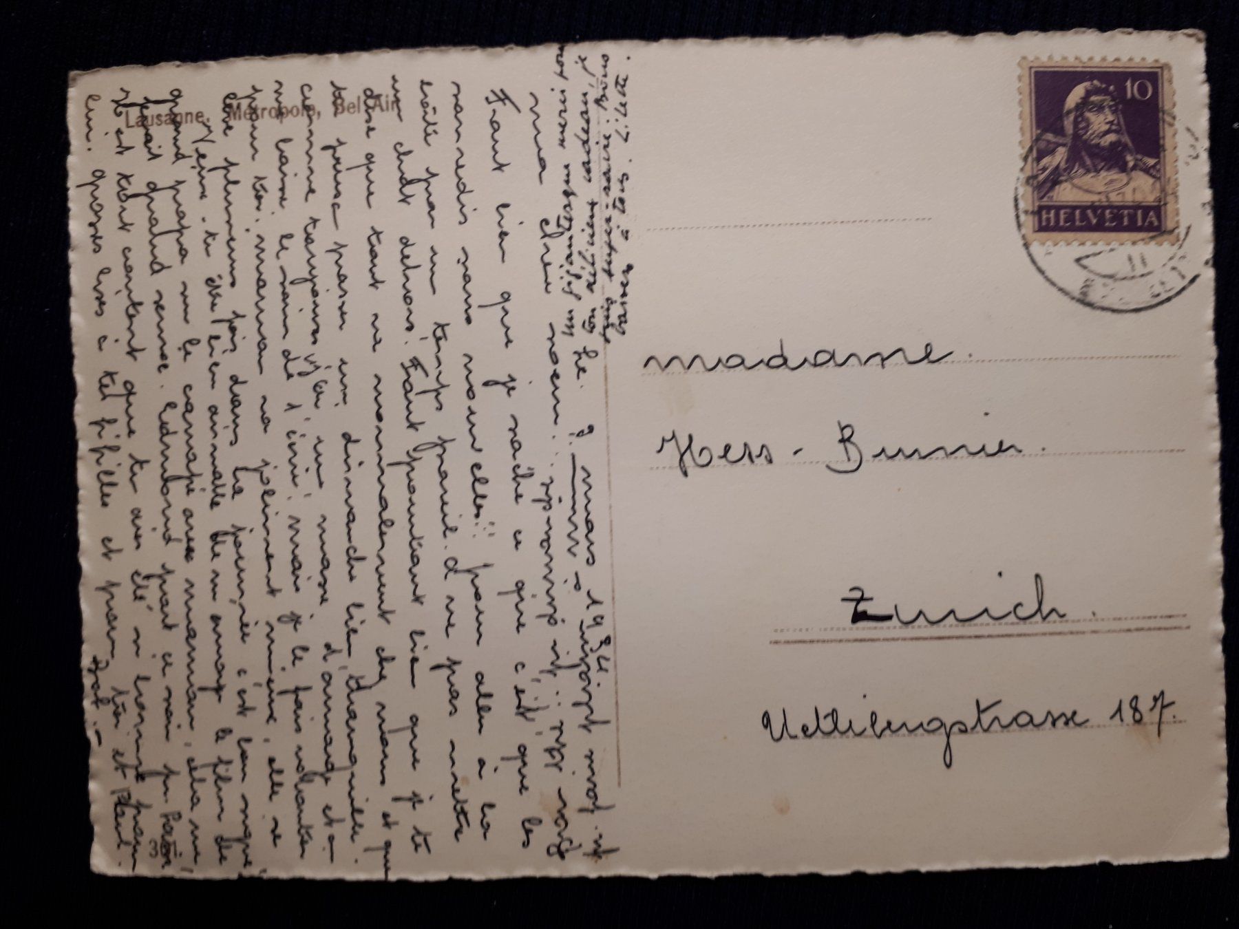 Cartoline postali: LAUSANNE 1934 - OLDTIMER - PETITES DEFAUTS – Usato da Ponto Valentino venduto da giorgia06 1