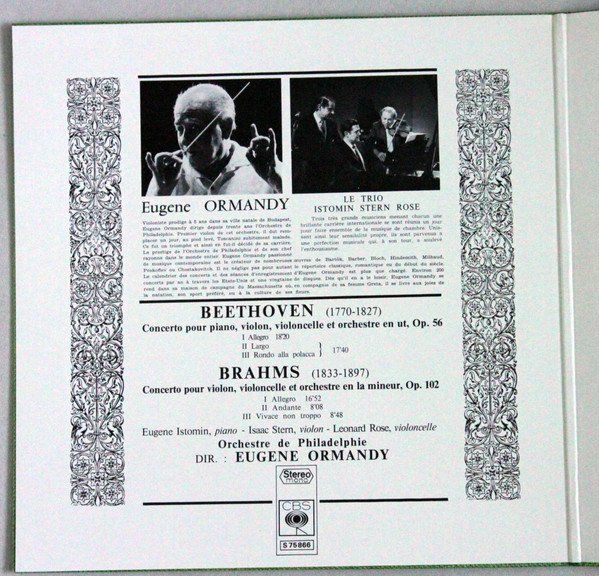 Dischi in vinile: Beethoven/Brahms/Stern/Rose/Istomin/PO/Ormandy: Triple Co – Nuovo (secondo la descrizione) da Steinhausen venduto da Vilivinili 1