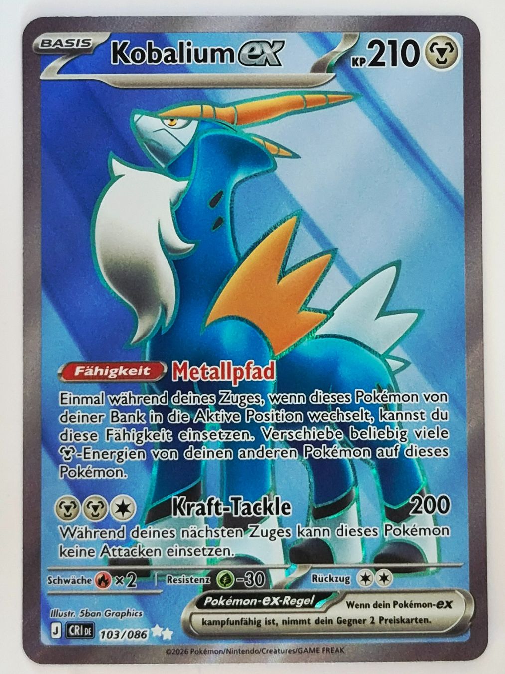 Pokémon Carte collezionabili: Kobalium EX / Cobalion EX / Wachsendes Chaos / CRI 103 – Nuovo (secondo la descrizione) da Arni AG venduto da PokemonCardsStore