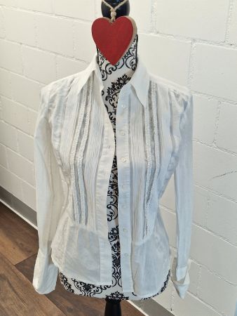 Baumwoll Bluse esprit weiss mit Falten/Rüschen XS gebraucht