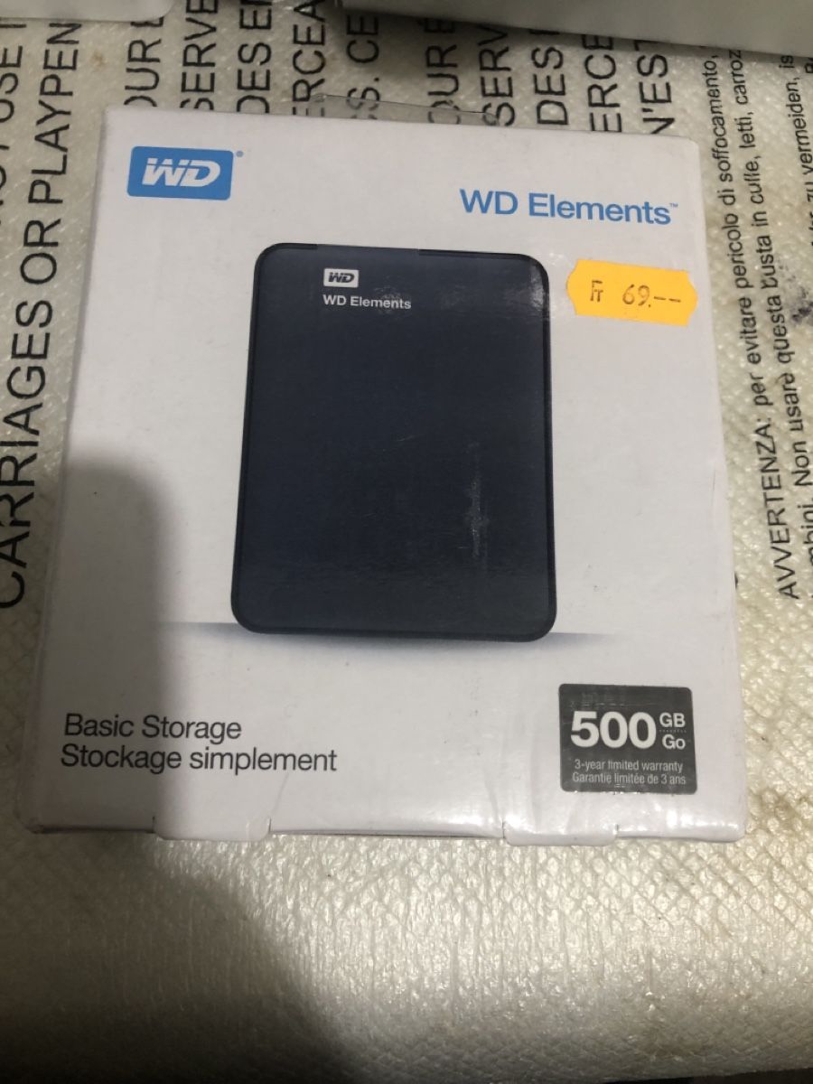 Western Digital Dischi rigidi: Disque Dur Externe WD Elements 500 Go  Neuf&Neu – Nuovo (secondo la descrizione) da Biel-Bienne venduto da alos07