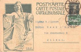 UPU-Ganzsache mit O vom 6.X.1906 nach MILANO, ab 1.--
