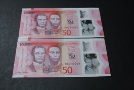 Jamaïque 2 x 50 Dollars UNC