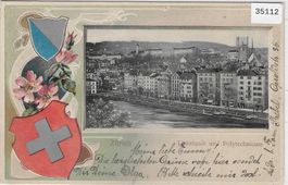 Zürich - Limmatquai und Polytechnicum - Präge-Litho