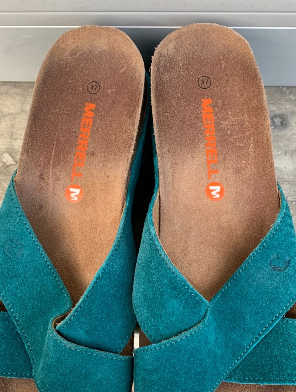 Merrell Damenschuhe: Superbe mule MERRELL cuir nubuck turquoise compensée n.37 – Gebraucht aus Martigny von only__you 8