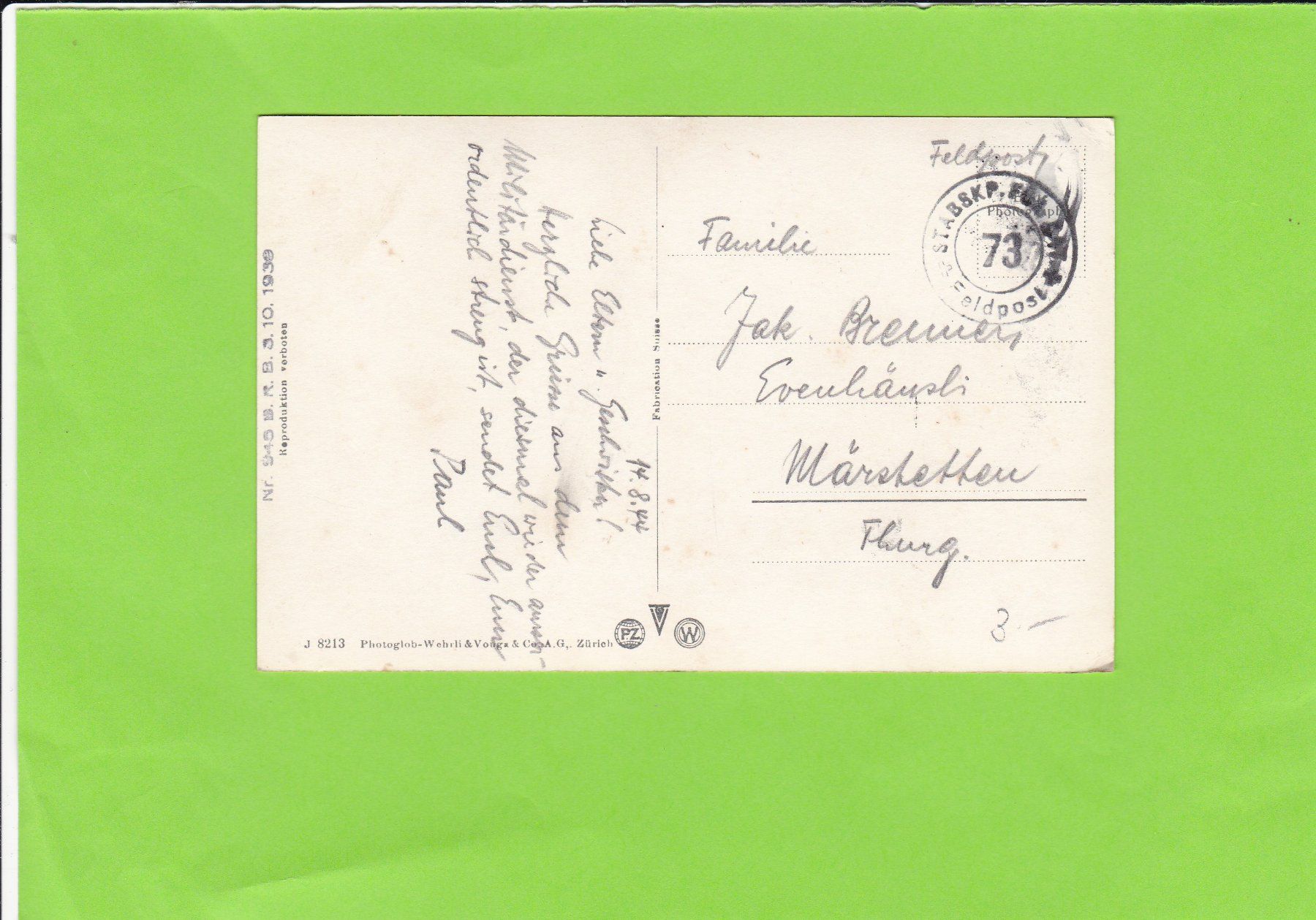 Cartoline postali: Blick auf Forstberg und Muotatal--Feldpost – Usato da St. Peterzell venduto da neckertal 1