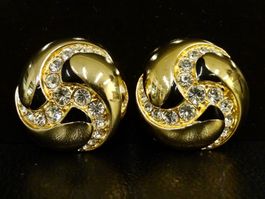 Vintage Ohrclips Clips Ohrschmuck Gold Strass 70er 80er 90er