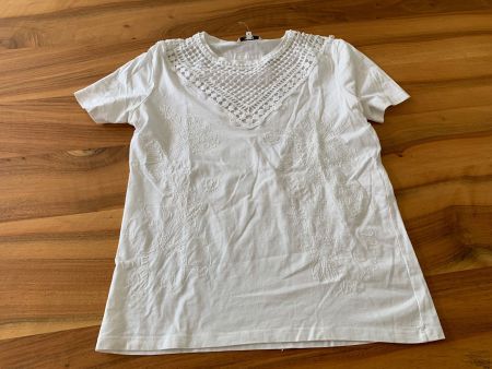 DESIGUAL wunderschönes T-Shirt weiss gehäckelte Detail Gr. S