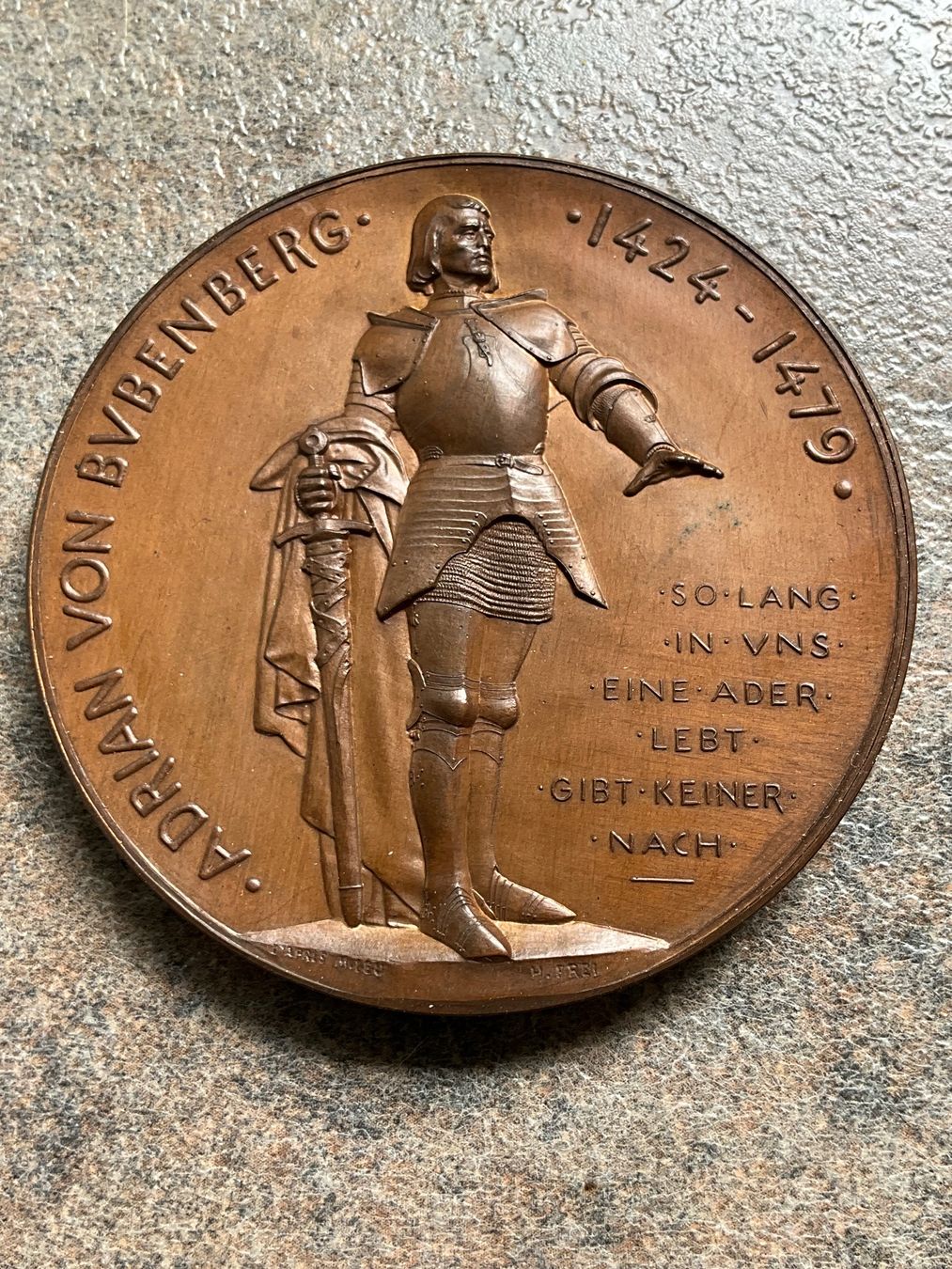 Medaglie: Adrian v. Bubenberg Medaille, 1897 Hans Frei Kupfer – Usato da Basel venduto da elster1986