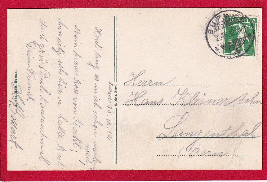 Cartoline postali: AK SURSEE UNTERES TOR 1912 – Usato da Grüningen venduto da Kartensammler 1