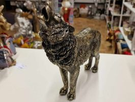 Deko Wolf in Vintage Gold Optik