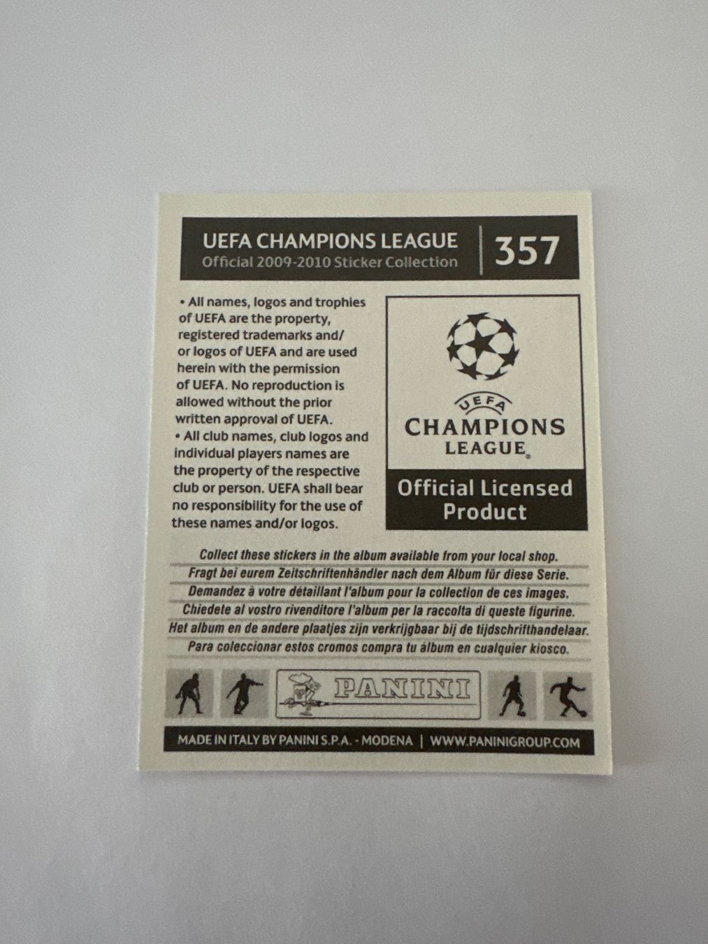 Panini Sammelbilder & Trading cards: Panini UEFA Champions League 2009-2010 - Nr. 357 – Gebraucht aus Sulz AG von DealWerk 1