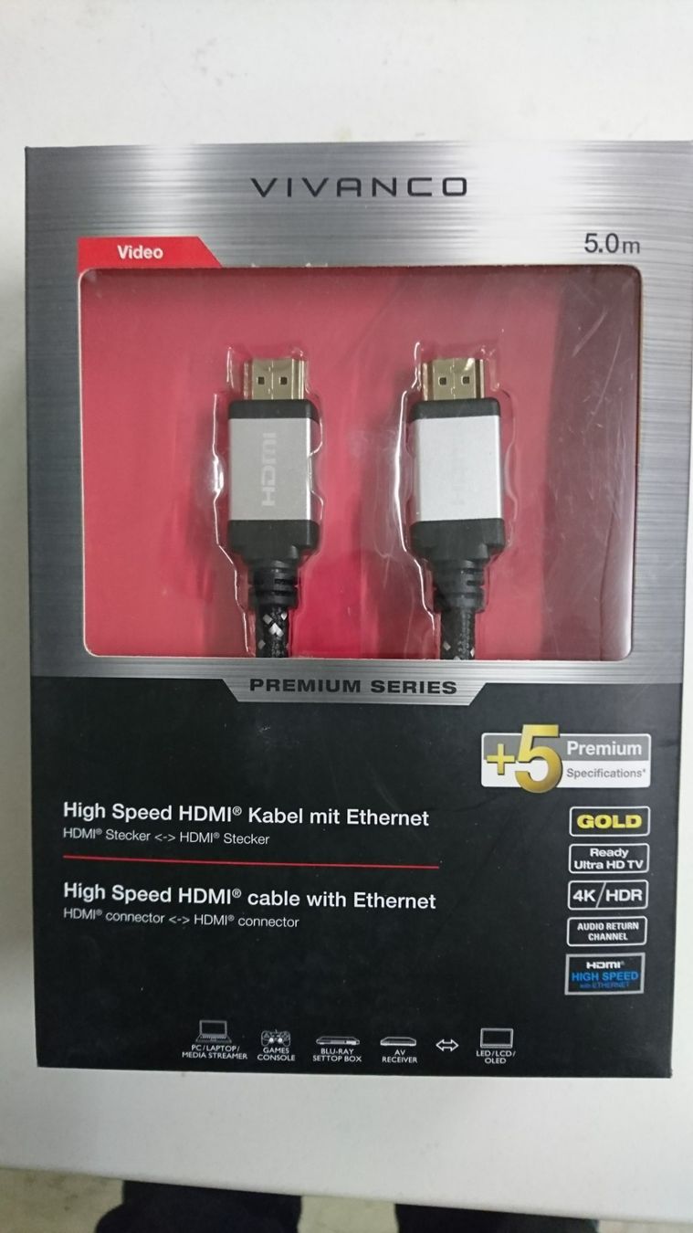 Cavi: HDMI High Speed Kabel mit Ethernet 5.0m – Nuovo e nell'imballaggio originale da Tägerschen venduto da Tech-World7