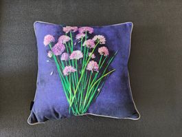 Kissenbezug 40x40cm lila mit Blumenmuster guter Zustand