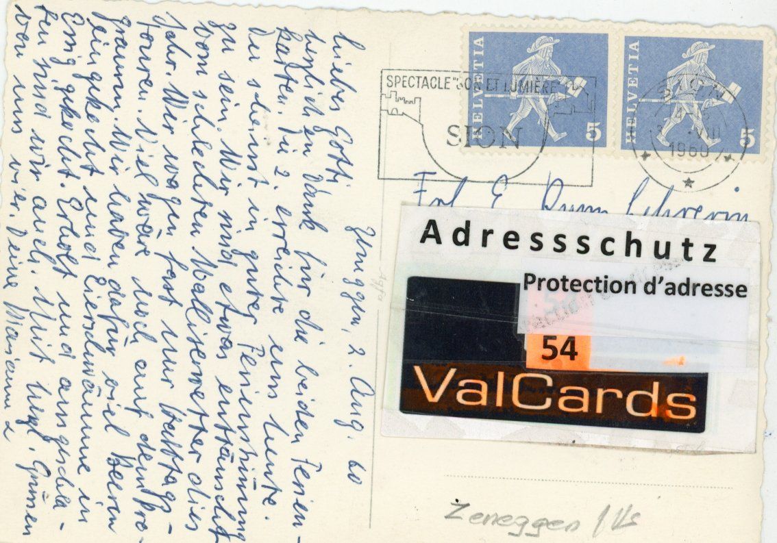 Cartoline postali: Zeneggen   VS        um 1960 – Usato da Brig venduto da Valcards54 1