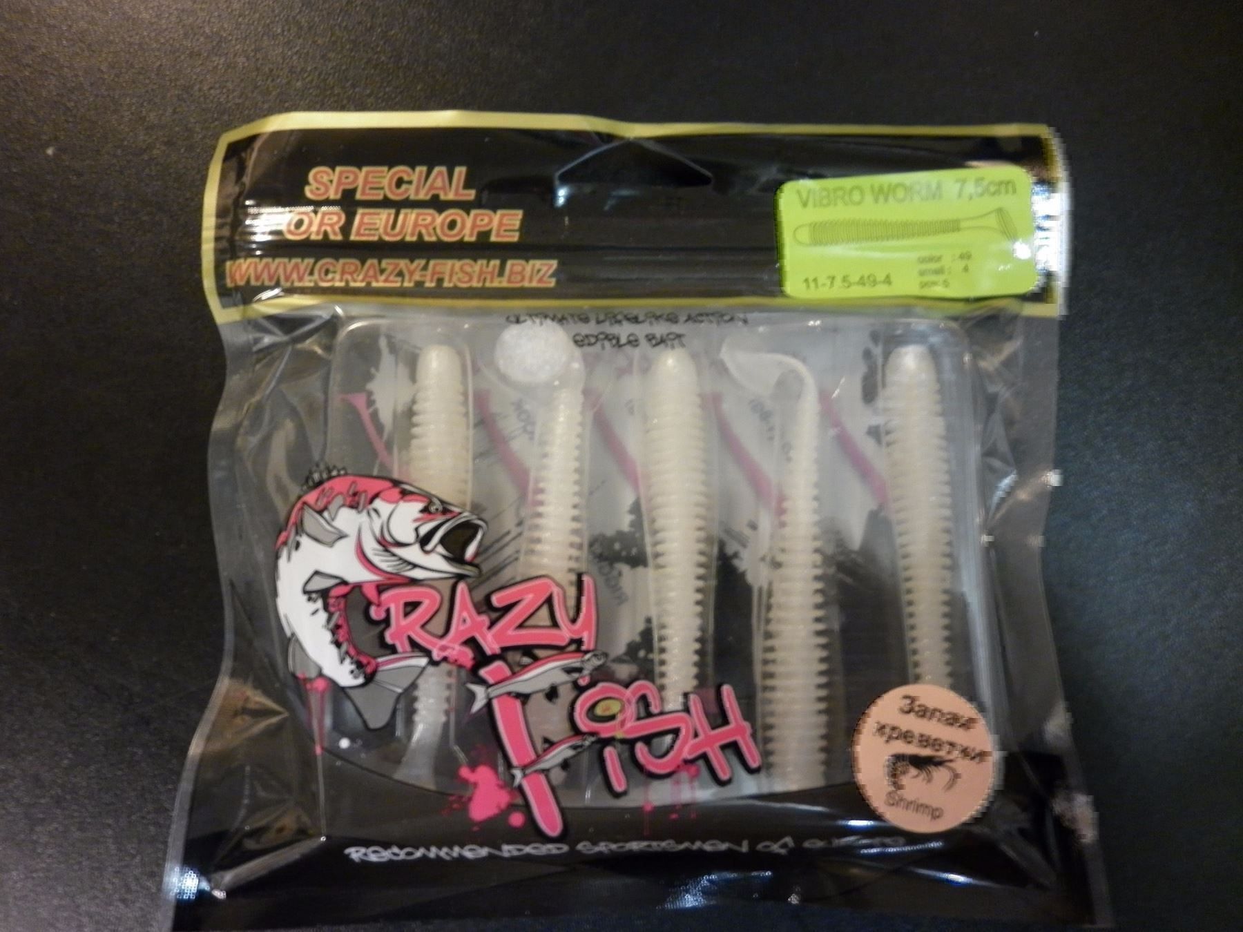 Esche: 5 Vibro Worm Crazy Fish 7,5 cm col. 49 – Nuovo e nell'imballaggio originale da Fribourg venduto da versus702
