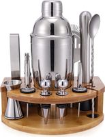 12-teiliges Cocktail Shaker Set mit Bambusständer 750ml