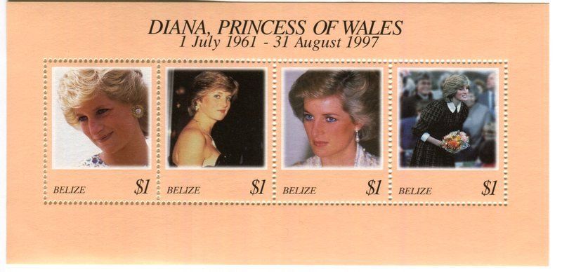 Tutti i francobolli: Block "Lady Diana". Belize – Nuovo e nell'imballaggio originale da Basel venduto da Butsch5