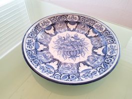 Grande assiette antique décorative avec décor floral 