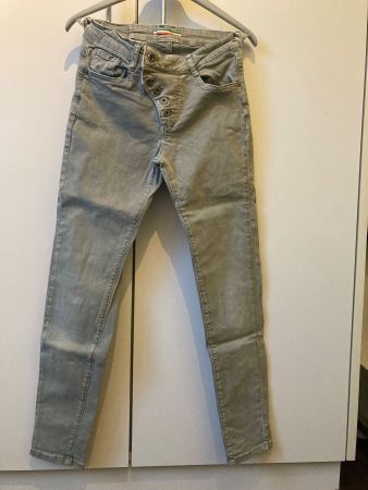 Skinnyjeans XS, olivgrün/grau