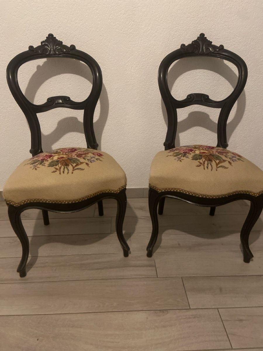 Sedie: 2 Chaises style Napoléon ||| siège en gobelin – Usato da Tramelan venduto da oceane64