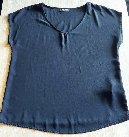 Damen Bluse Yendi Schwarz V-Ausschnitt Kurzarm Grösse S/M