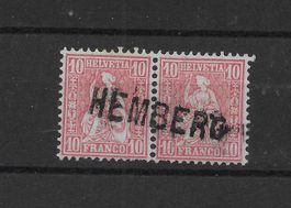 Stabstempel HEMBERG auf Paa sitzender Helvetia Nr,38