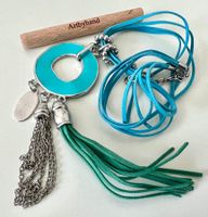 BOHO SOMMER KETTE MEERESFARBEN - WILDLEDER & EMAILLE INLAY