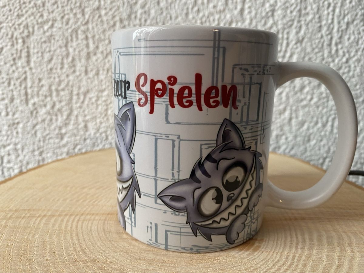 Tassen: Lustige Kaffeetasse "nur spielen" Katzendesign Geschenkidee – Neu (gemäss Beschreibung) aus Buhwil von Dmagic 2