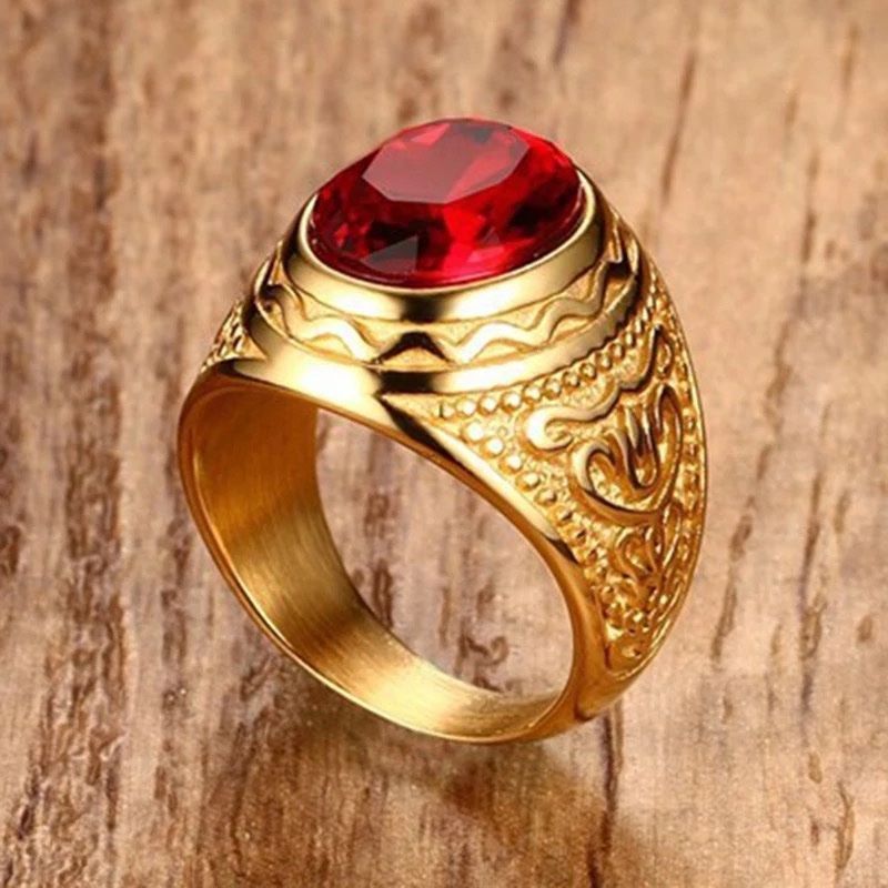 Anelli: Men ring gold red stone – Nuovo e nell'imballaggio originale da Aarburg venduto da StavFashion 4