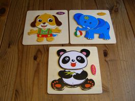 3er Puzzle Set für Kleinkinder mit herzigen Tier Sujets