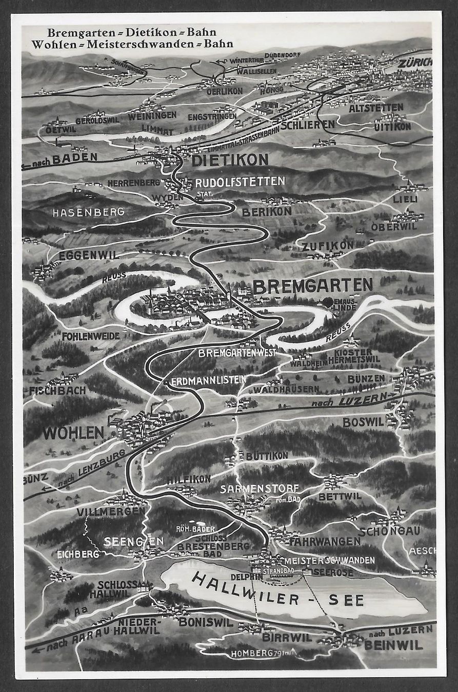 Cartoline postali: Bremgarten - Dietikon - Bahn Panoramakarte – Usato da Olten venduto da clotaldi