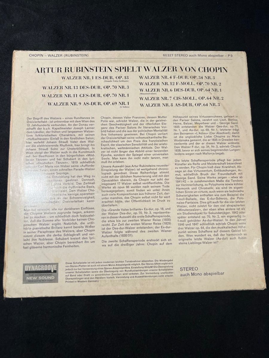 Dischi in vinile: Rubinstein spielt Chopin Walzer Schallplatte LP – Usato da Niederrohrdorf venduto da beniledergerber 1